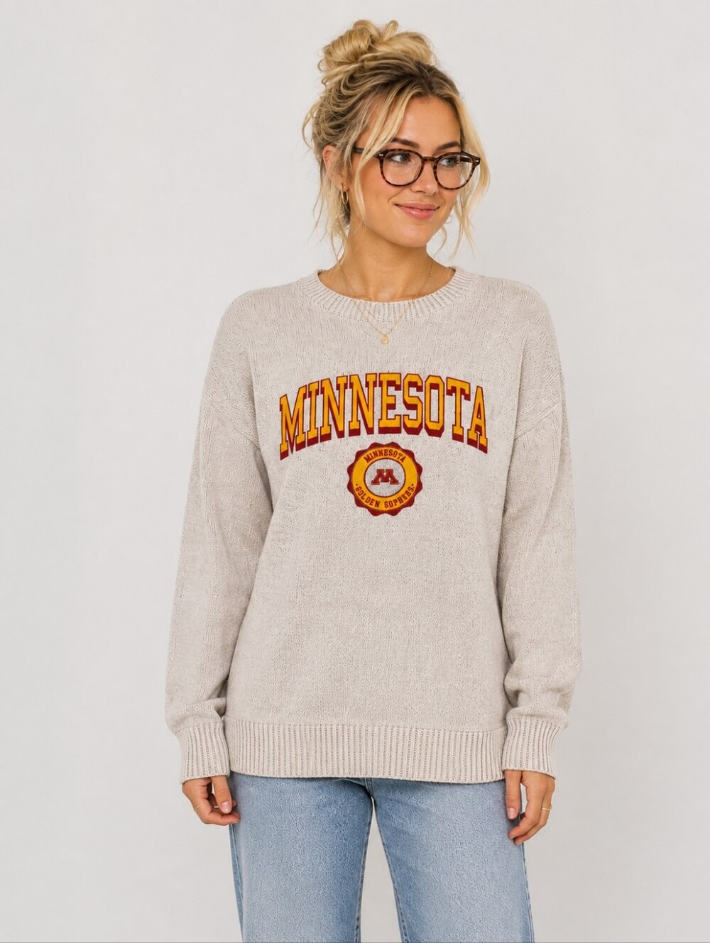 UG Apparel Minnesota Golden Gophers Sweatshirt Womens S Oatmeal NCAA Crewneck